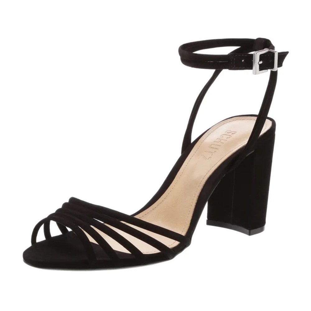 Schutz Nicolai Nubuck Suede Block-Heel Sandal 8